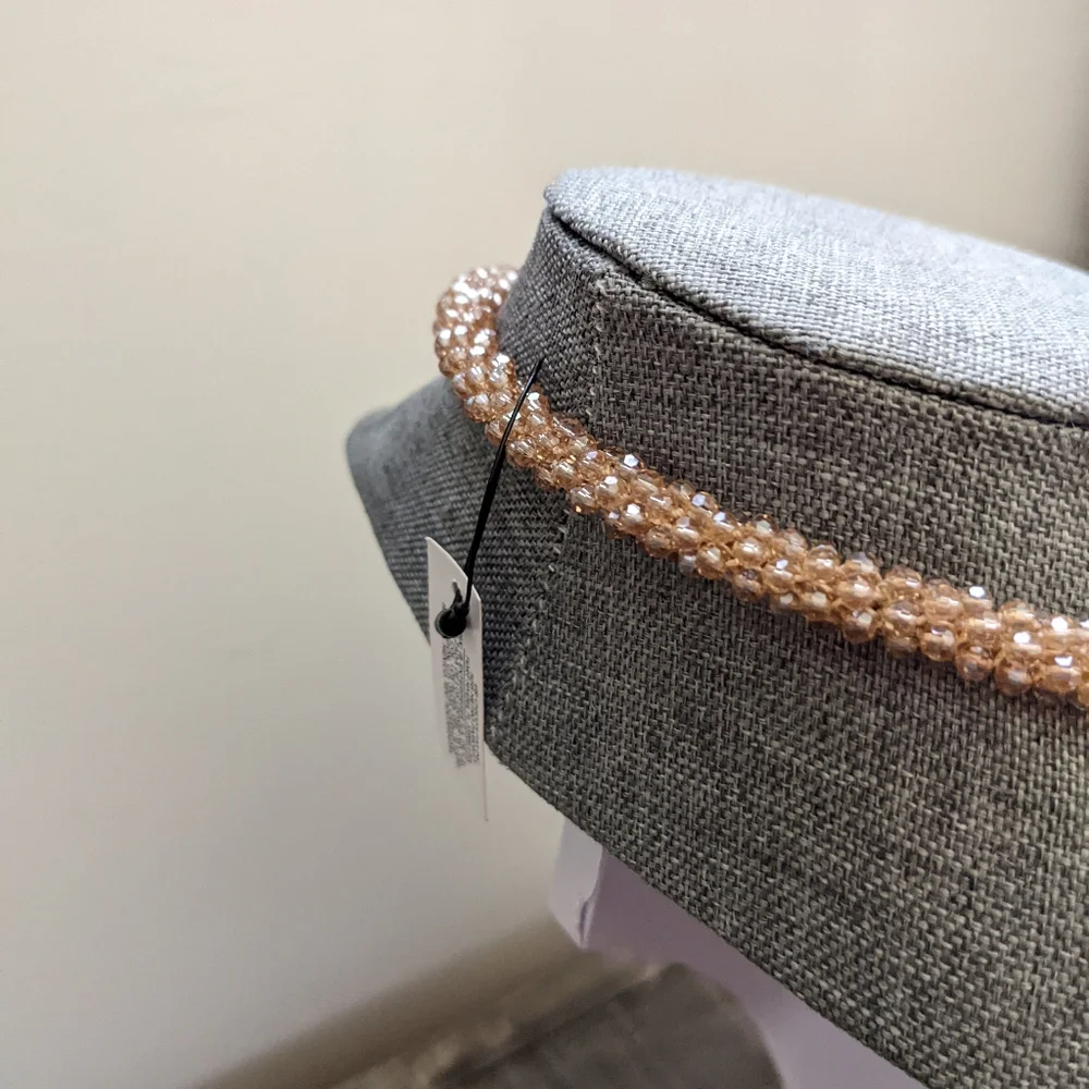Chico's Tan Glass Beaded Necklace & Earring Set